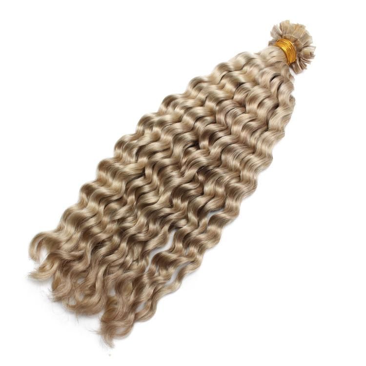 Unprocessed Remy Virgin Human Hair Double Drawn Deep Wave Flat Tip Hair Extensions