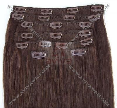 100% Virgin Brazilian Clip in for Full Head Human Hair Extension