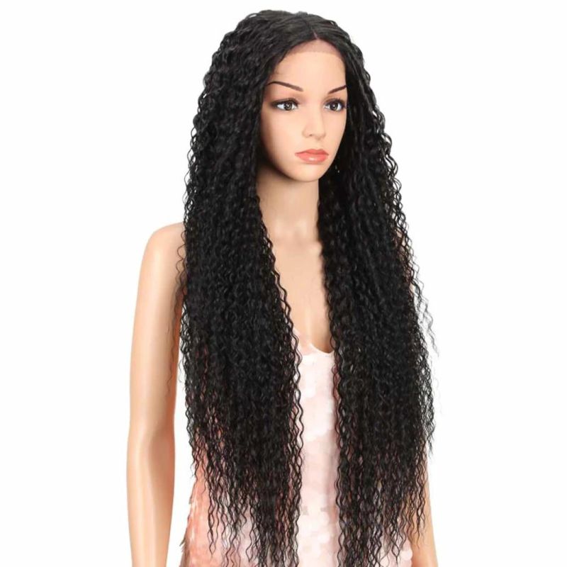 Nature Black Brazilian Human Hair Lace Front Wig 30 Inch Long Hair Lace Front Wig Kinky Curly Hair Long Hair Wigs for Women