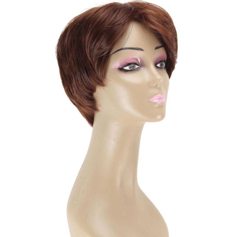 Heat Resistance Synthetic Classical Pixel Wig Short Straight Curly Natural Brown Wigs Women Wig