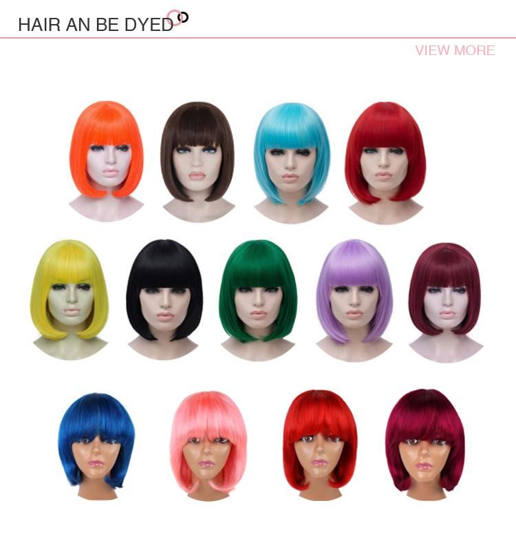 100% Peruvian Human Hair Lace Front Short Bob Wigs