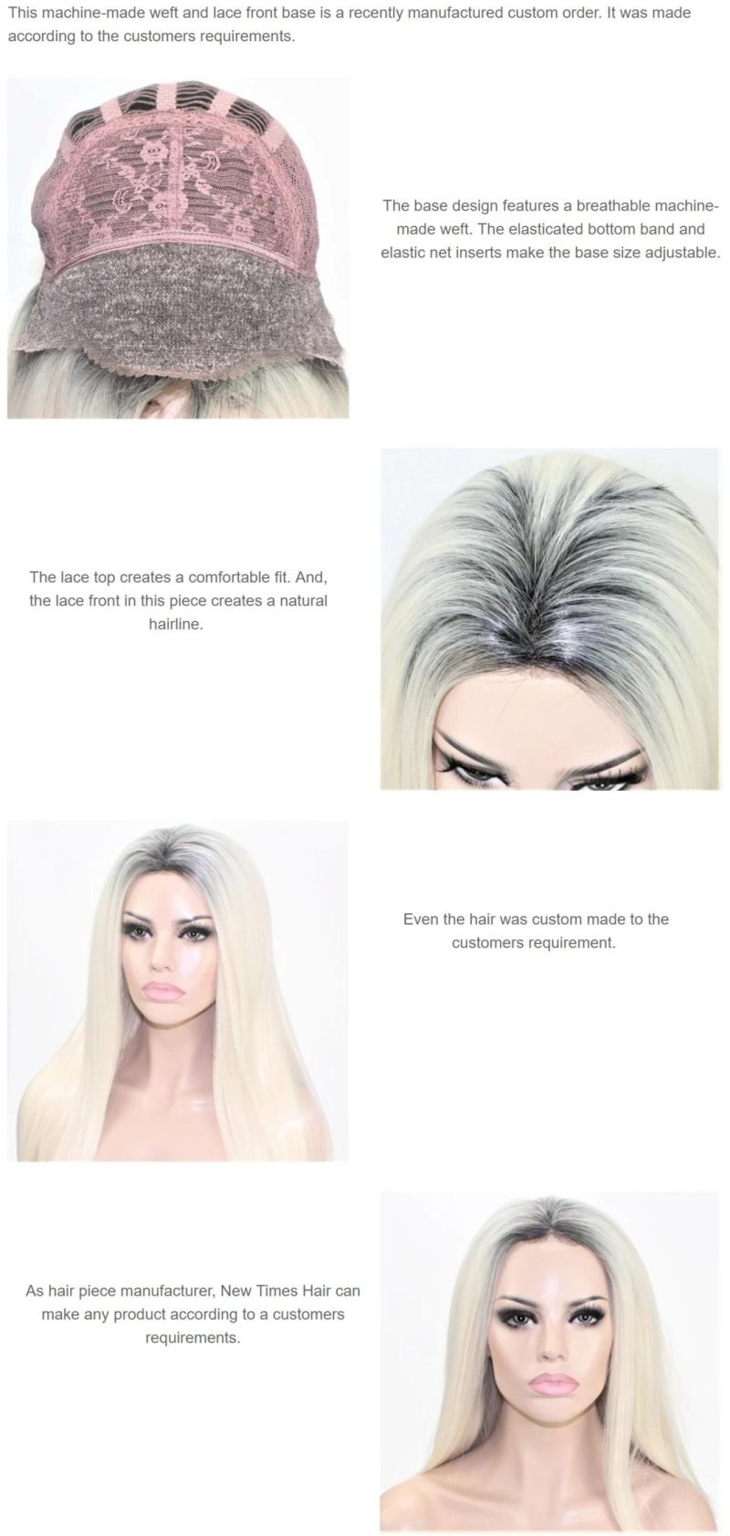 Custom Ladies Elastic Net Insert Machine-Made Weft and Lace Front Wig