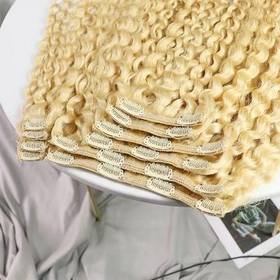 10PCS/Set Afro Kinky 6mm Curly Remy Brazilian Virgin Hair Clip in Hair Extensions #613