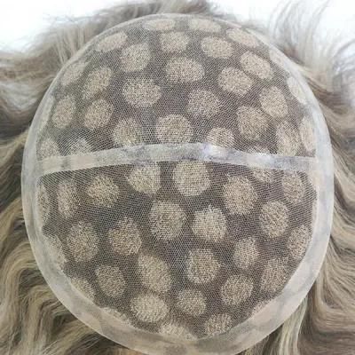 Men&prime;s Wig French Lace with Clear PU Around with Spot Highlight