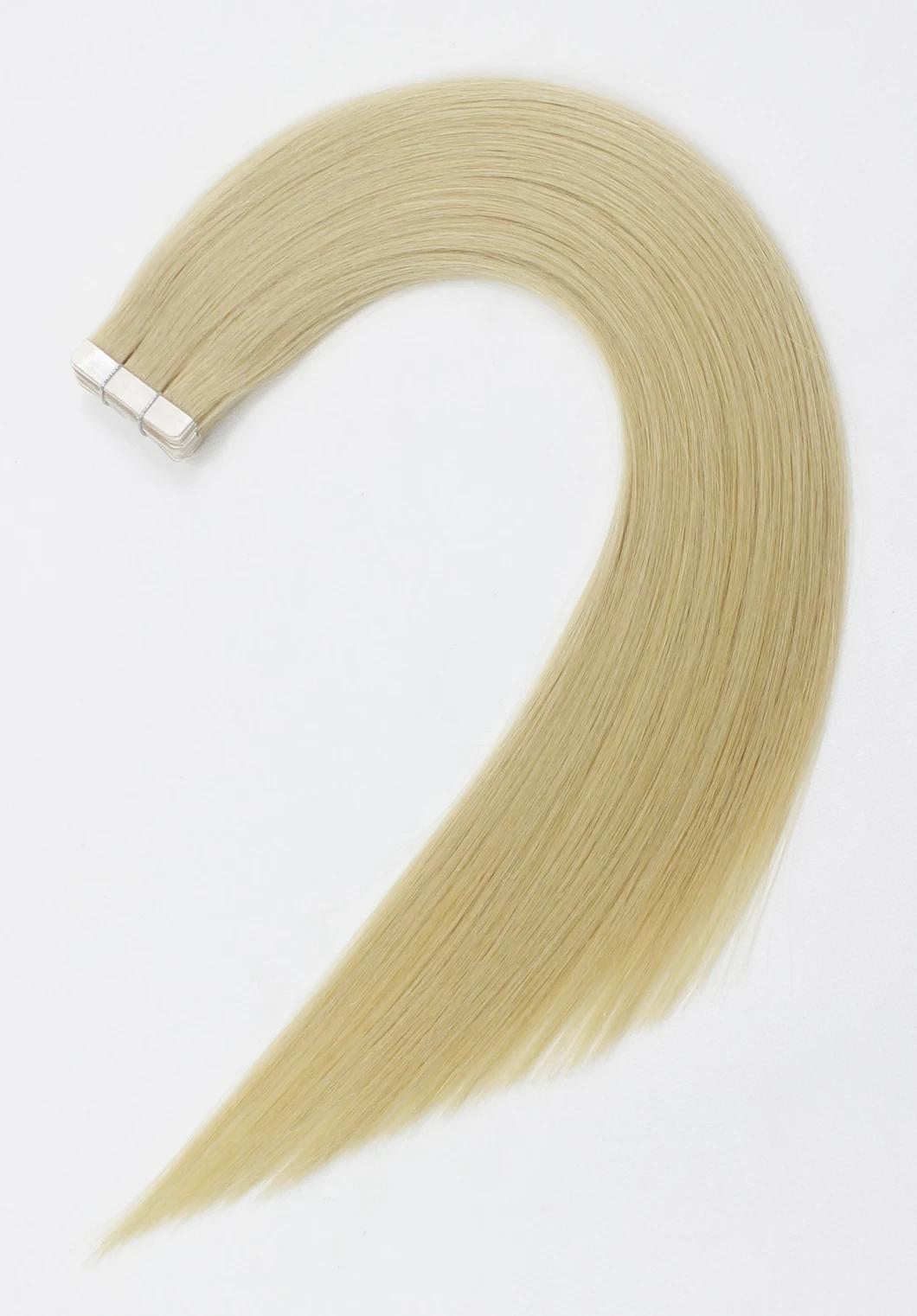 Tape in Extensions Brazilian Straight Human Hair Bundles 613 Color Remy Human Hair Extensions