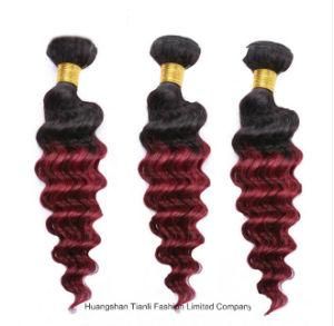24&quot; Brazilian Deep Curly Virgin Hair Ombre Weave 3 Bundles