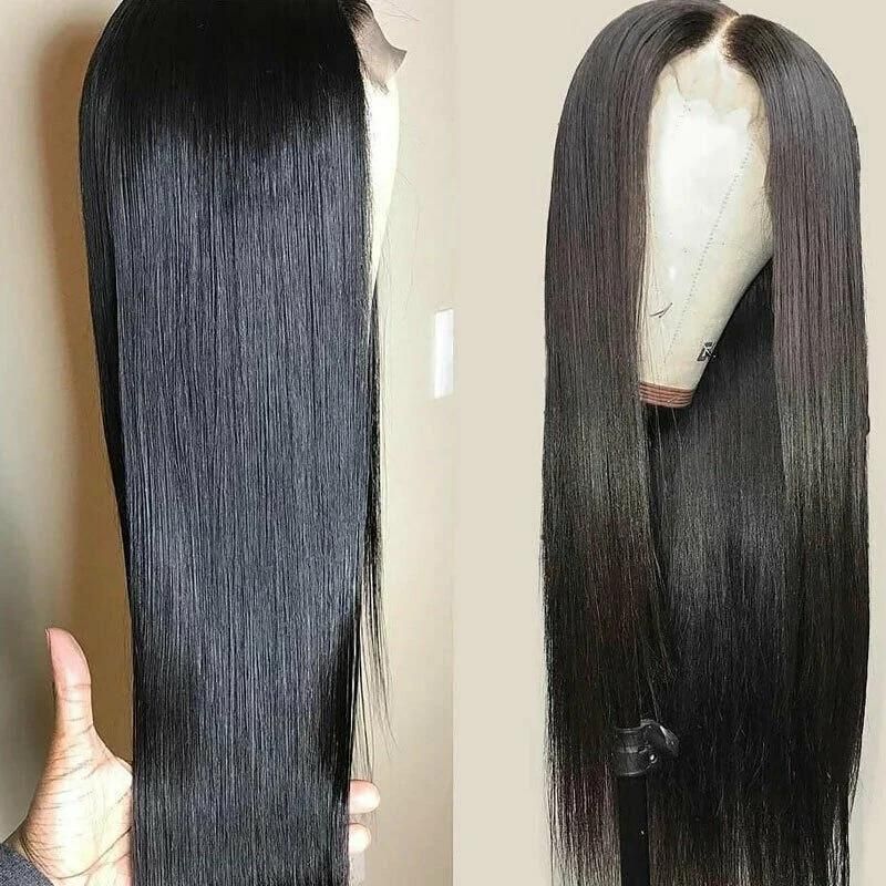 Lace Front Human Hair Wigs Unprocessed Raw Indian Human Hair Wigs Straight Black
