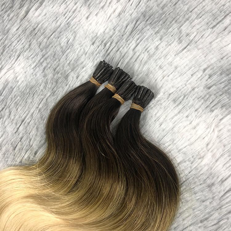 European Cuticle Aligned I Tip Straight Balayage Color Body Wave I Tip Hair Extensions Human Hair