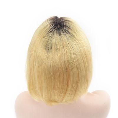 Straight Blond Bob Style Lace and Machine Weft Base Stock Women&rsquor; S Hairpiece