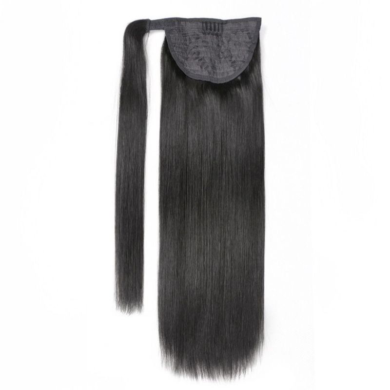 Double Drawn Remy Brazilian 100% Human Hair Wrap Around Drawstring Ponytail