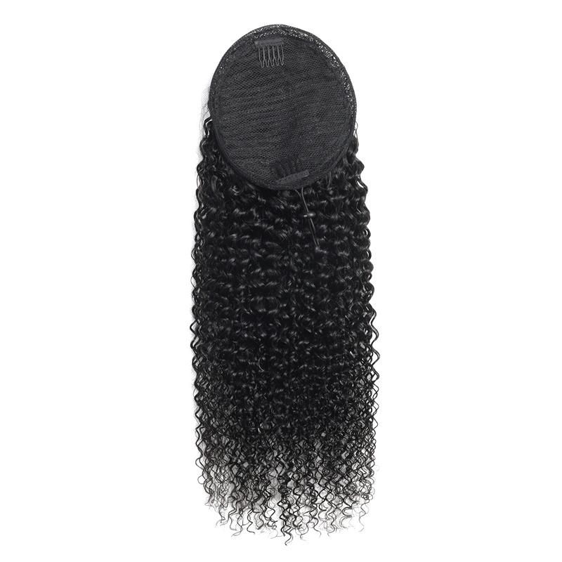 Kinky Curly Ponytail Human Hair Remy Brazilian Wrap Around Ponytail Drawstring Ponytail Clip in Hair Extensions