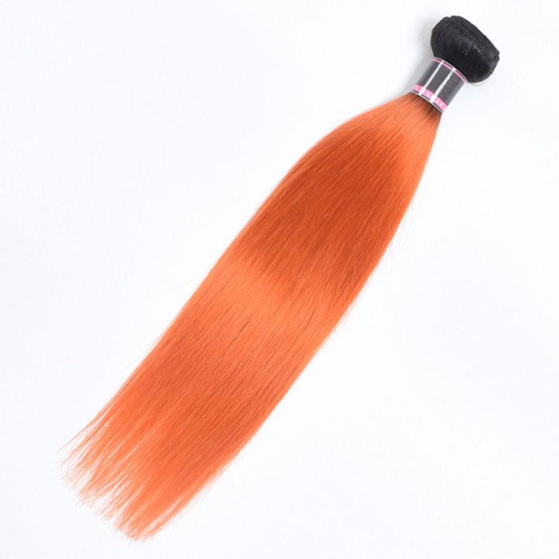 Straight Remy Hair Extensions Brazilian Human Hair Bundles 16 Inches T1b/613