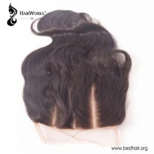 Tom Hairworks&reg; 10inch Body Wave Natural Color 5*5 Three Part Lace Closure Brazilian Human Hair Piece