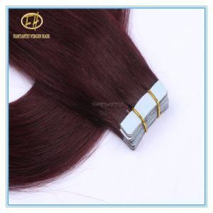 Customized Color High Quality 99j Double Drawn Tape Extension Hairs with Factory Price Ex-030