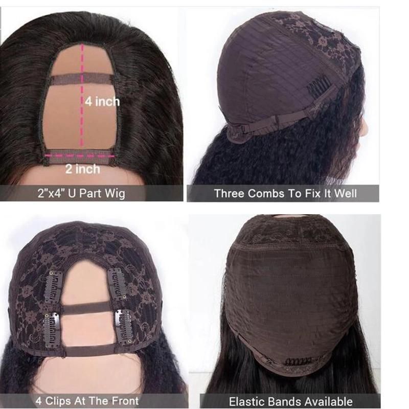 U Part Wig Kinky Straight Hair Yaki Bob Wig