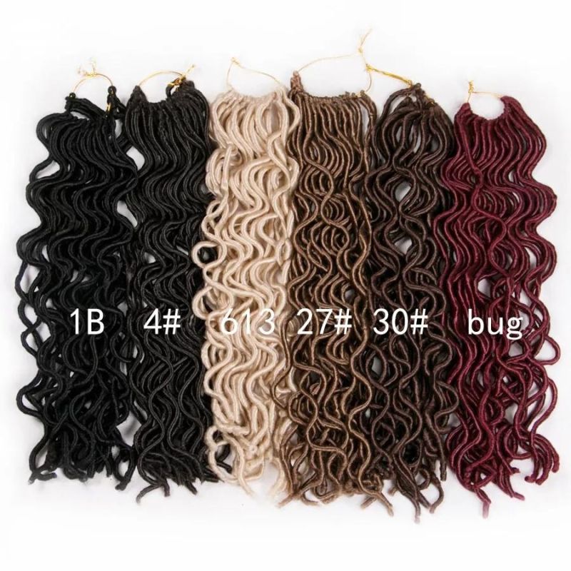 18inch 24 Strands Wholesale Wavy Faux Locs Braids Hair Crochet Goddess Curly Chinese Dreadlocks Hair Extensions