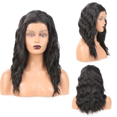 13X4 Ombre Brown Synthetic Fiber Lace Front Middle Part Natural Big Wave Hair Wig