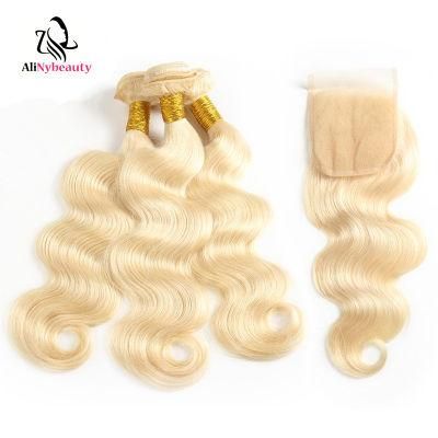 China Hair Factory Wholesale 613 Virgin Brazilian Body Wave Hair Bundles with Lace Closure