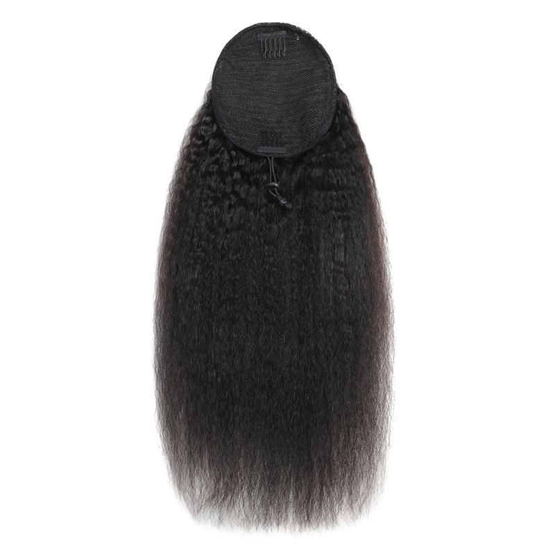 Brazilian Afro Kinky Straight Pony Tail Remy Wrap Around Drawstring Ponytail Ombre Human Hair Ponytail Extensions
