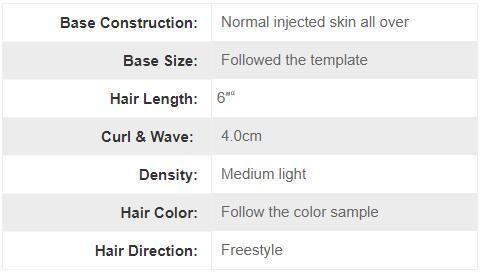 Normal Injected Skin High Quality Indian Human Hair Toupee