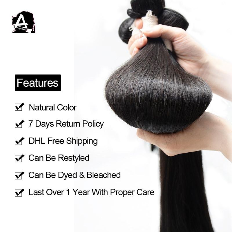 Angelbella Brazilian Human Hair 1b# Natural Black Virgin Hair Extensions