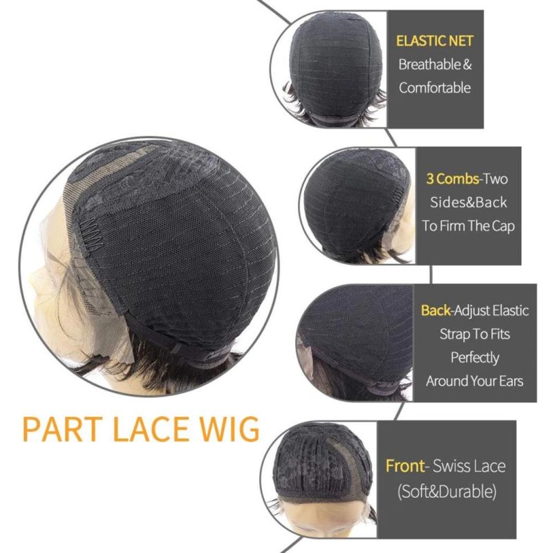 Straight Bob Pixie Cut Wig Part Lace Human Hair Wigs Short Lace Human Hair Wig Brazilian Wigs 150% Density for Black Women
