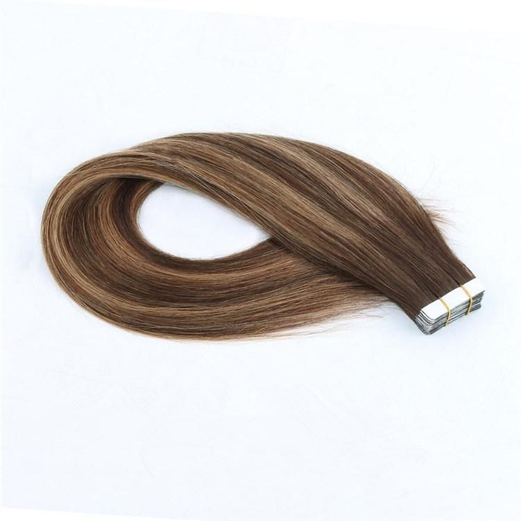 Russian Double Drawn Human Hair Invisible Virgin Tape in Hair Extensions