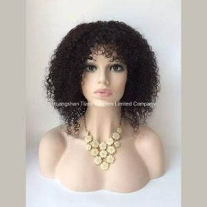 24&quot; American Spiral Curl Non-Remy Front Lace Hair Wig #1b Black