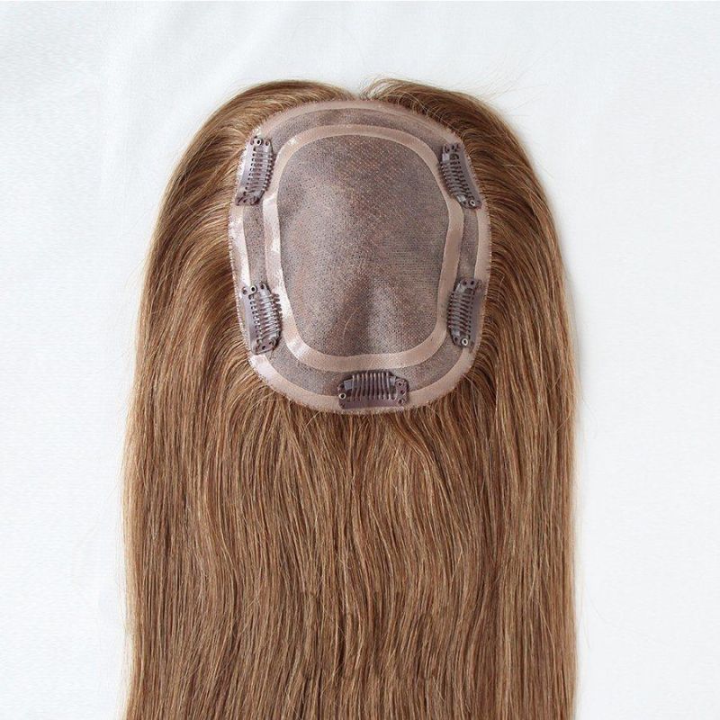 PU Coating Human Hair Replacement Custom Women Topper