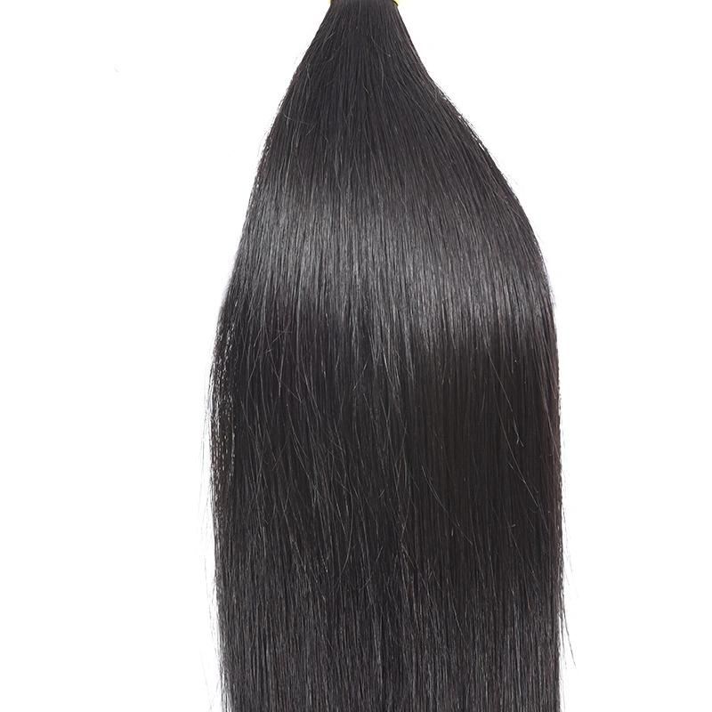 Human Hair Bundles Brazilian Hair Straight Long Hair Black Color 12A Virgin Remy Hair Bundles with Double Drawn for Black Women with Size 24"