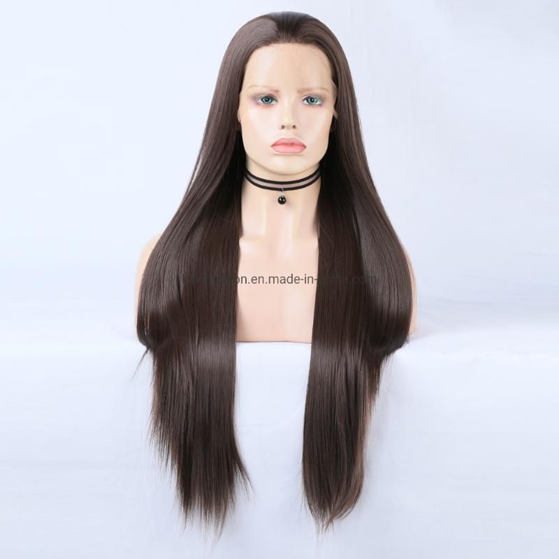 Trendy New Dark Brown 6# Wholesale Lace Front Synthetic Fiber Wig