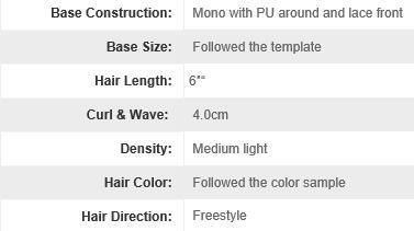 Mono PU Back Sides Lace Front with Dye After Front Hair Toupee
