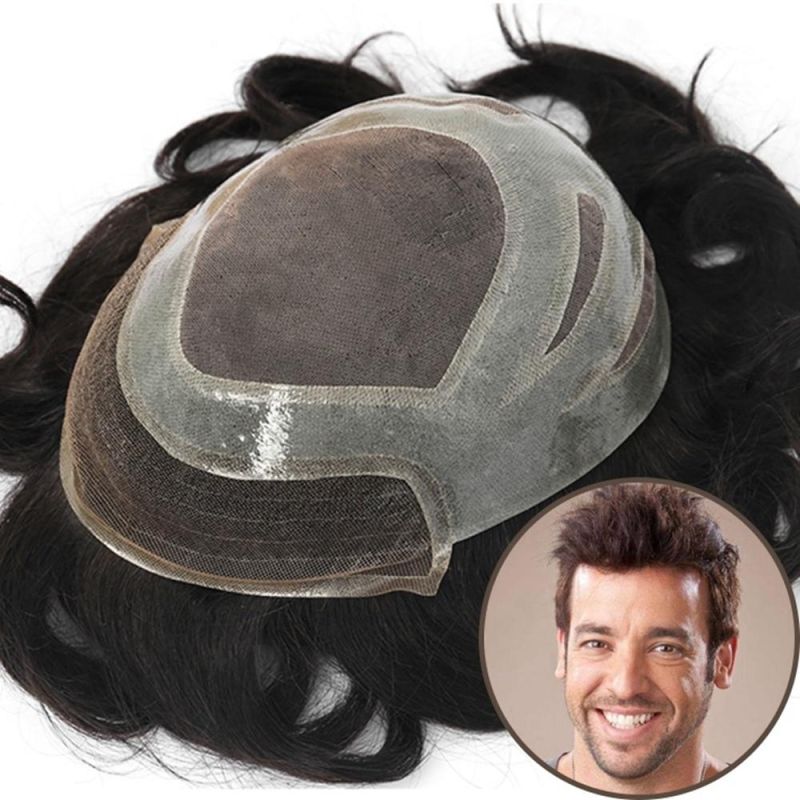 Kbeth Toupee for White Man Next Day Shipping Fine Mono 8"X10"/ 7"X9"/ 6"X8" 100% Indian Remy Short Human Hair Monofilament Base Men Wigs