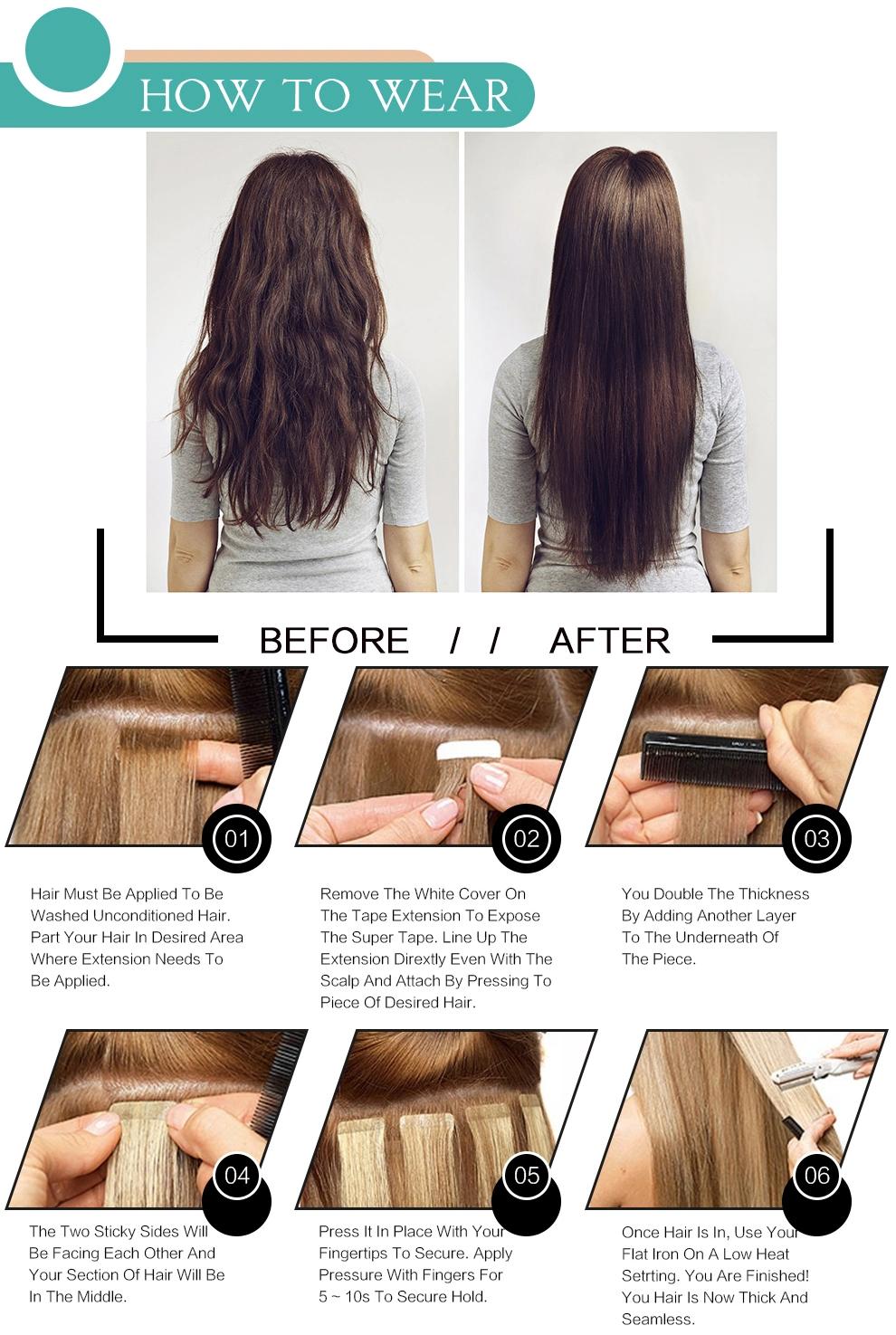 Hair with Tape in Hair Extensions 100% Real Natural Human Hair adhesive Extension Hair