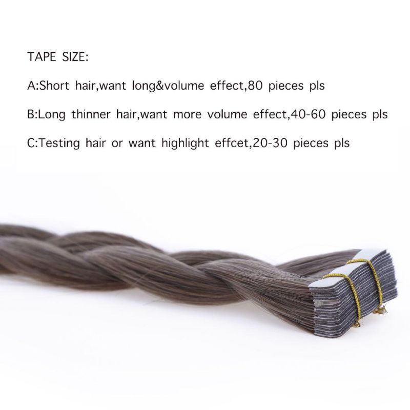 Remy Human Hair Extensions 2g/Stand 20PCS/Pack Tape Hair Skin Weft Virgin Hair