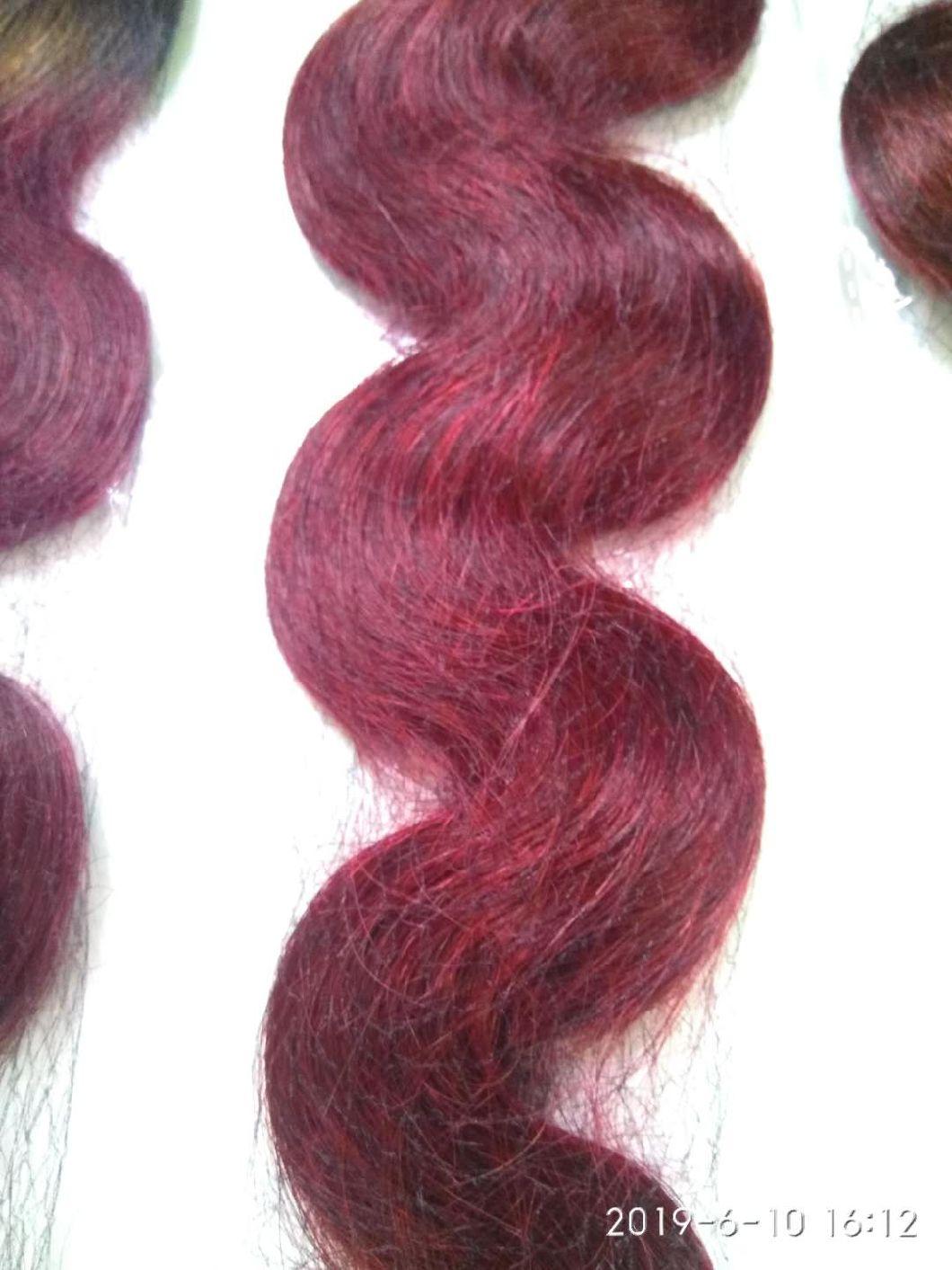 Red Ombre Color Brazilian Human Hair Bundles with Closure