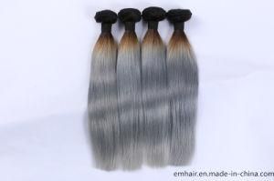 Two Tone Real Hair T1b to Gray Virgin Hair Human Hair Bundles and Closure