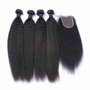 Kinky Straight Virgin Indian Hair Weft with Natural Color