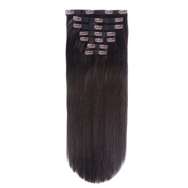 Factory Price Virgin Brazilian Human Hair Straight Clip in Hair Extensions