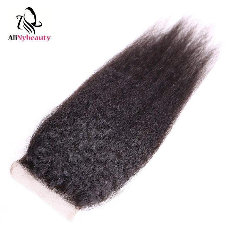 Brazilian Kinky Straight Human Hair Weave Bundles with Closure