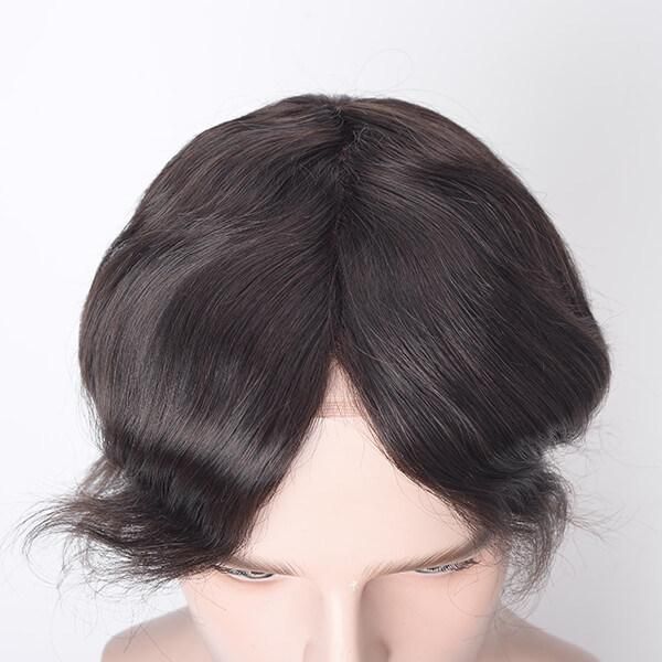 Popular Natural Hair Toupee Supplier French Lace with PU Coating at Sides and Back