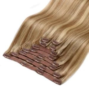 Double Drawn 100% Natural Brazilian Luxury Remy Human Russian Hair PU Seamless Clip Extensions Hair