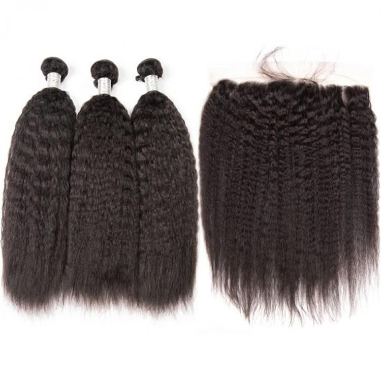 High Quality 9A Grade Brazilian Kinky Straight Hair Bundles with Frontal Fast Shipping Virgin Hair