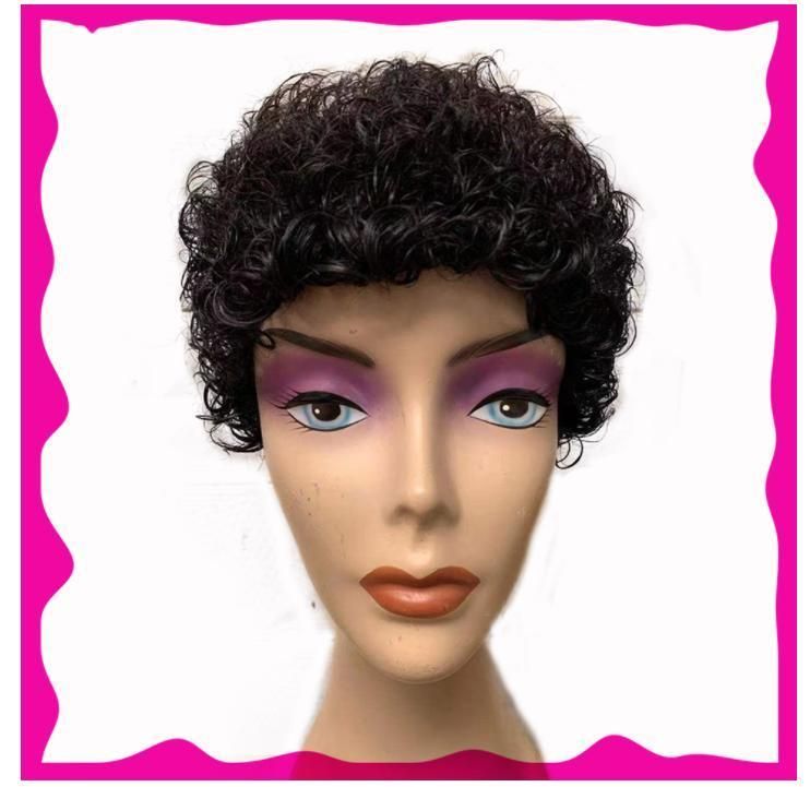 150% Short Curly Human Hair Wigs Pixie Cut for Black Women Natural Black Glueless Afro Kinky Curly Wig Dropshipping Wholeslae