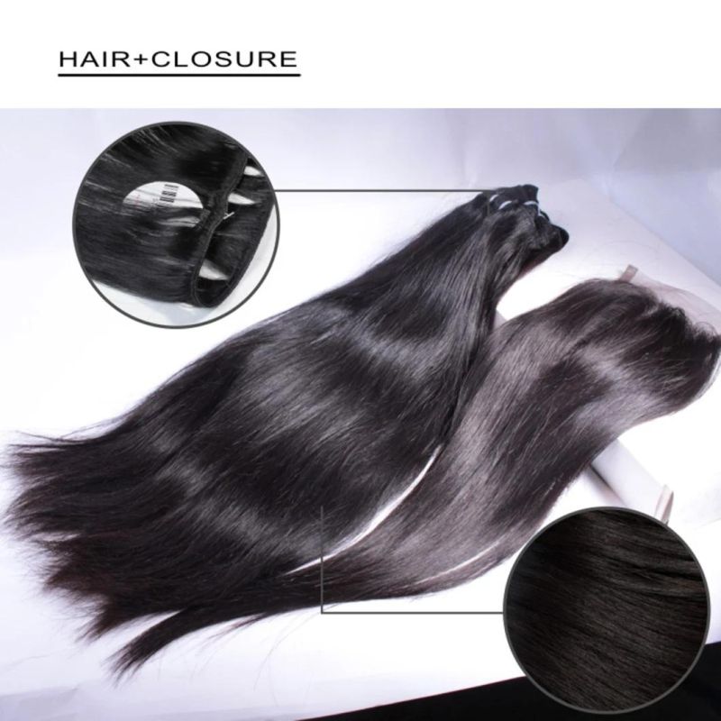 Straight Raw Virgin Human Hair Bundle Unproccessed Human Remy Hair Weave for Women Natural Color Double Weft