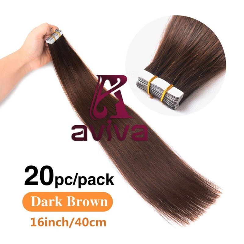 Avivawigs 16inch 2# Seamless PU Tape in Human Hair Extension