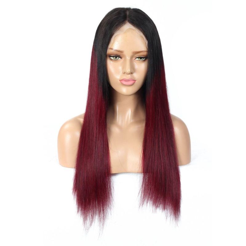 Kbeth Human Hair Wig for American Black Women Gift 2021 Trendy Red and Black Color Lace Frontal Silky Straight 100% Virgin Human Hair Wigs Supplier
