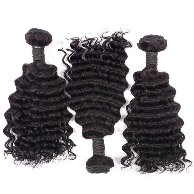Luxuve High Quality Deep Wave Peruvian Remy Hair Extension Nature Color 100% Human Hair Weaves Cuticle Aligned Bundles
