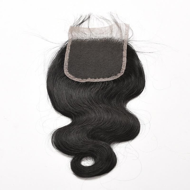 Free Part Hair Closure Middle Part Human Hair, Hand Tied Human Hair Wig, 4*4 Lace Human Hair Closure Natural Color Hair