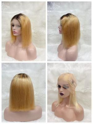 Brazilian Human Hair Body Wave Bob Front Lace Natural Black Wig